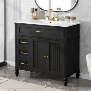 Bathroom Vanity With Sink, 2 Doors 2 Drawers, Freestanding Design