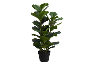 32" Tall, Artificial Plant, Fiddle Tree, Indoor, Faux, Fake, Floor, Greenery, Potted, Real Touch, Decorative - Green / Black