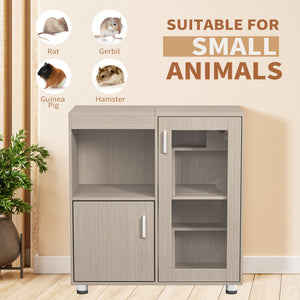 4 Tier Hamster Cage With Acrylic Windows And Storage Cabinet
