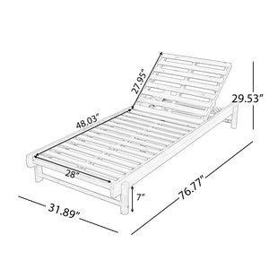 Light Teak Acacia Wood Chaise Lounge Set: 1 Frame + 1 Cushion