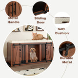 2 in 1 Dog Crate with Padded Seat Walnut 56'L Furniture Style