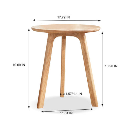 Round Side Table with Solid Oak Wood Frame