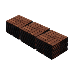 Acacia Wood Interlocking Deck Tiles - Checker Pattern