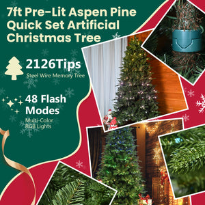 7FT Prelit Christmas Tree with 340 RGB LED Lights
