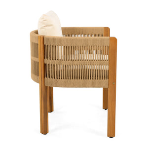 Outdoor Dining Set with Acacia Wood Table and 4 Chairs - Beige