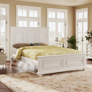 Traditional Town and Country Style Pinewood Vintage Tall Headboard King Bed Frame