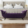 Alma-Tufted-Flared-Arm-Entryway-Bench,-Purple-Velvet-Benches