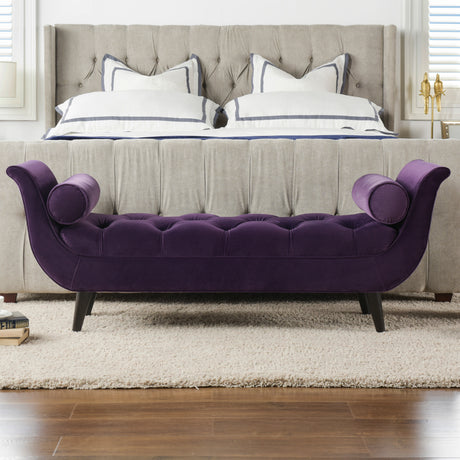 Alma-Tufted-Flared-Arm-Entryway-Bench,-Purple-Velvet-Benches