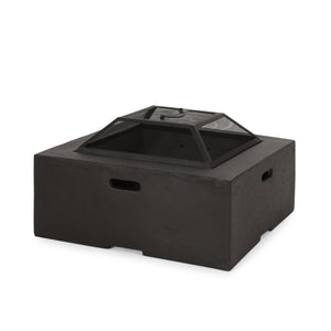 Outdoor Square Mgo Wood Burning Fire Pit - Dark Gray