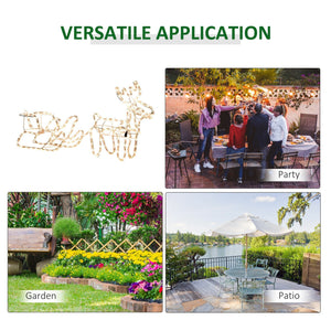 Outsunny 35' LED Reindeer Sleigh Outdoor Christmas Decoration