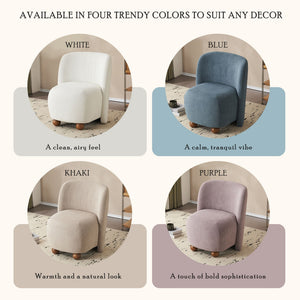 Modern Low Back Accent Upholstered Armless Living Room Chairs, Round Feet