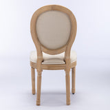 French Style Solid Wood Frame Linen Back Dining Chair Set of 2