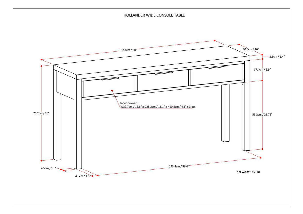 Hollander - Wide Console Table