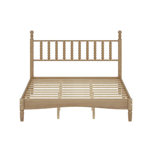 Queen Size Wood Platform Bed with Gourd Shaped Headboard