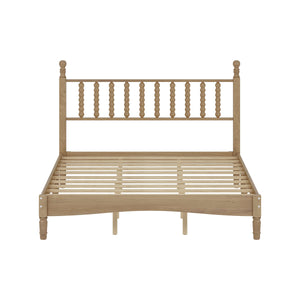 Queen Size Wood Platform Bed with Gourd Shaped Headboard