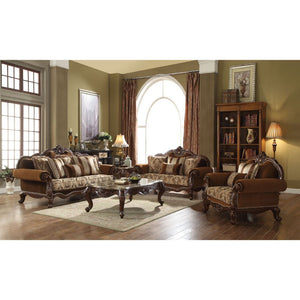 Jardena - Sofa With 6 Pillows (Same Lv01591) - Pattern Fabric & Cherry Oak