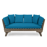 Outdoor Convertible Acacia Wood Daybed with Water-Resistant Cushions by christopher knight home