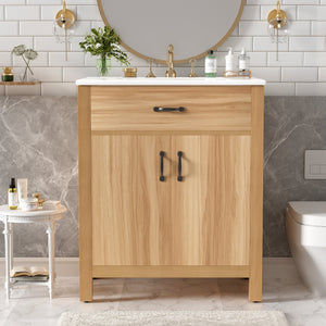 30" Wood Bathroom Vanity with Solid Wood Frame