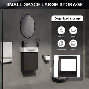 Modern Bathroom Vanity With Ceramic Basin, Wall Mounted Floating Sink Combo, Storage Cabinet