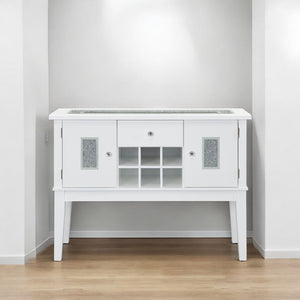 Elizaveta - Server - Faux Crystal Diamonds & White High Gloss