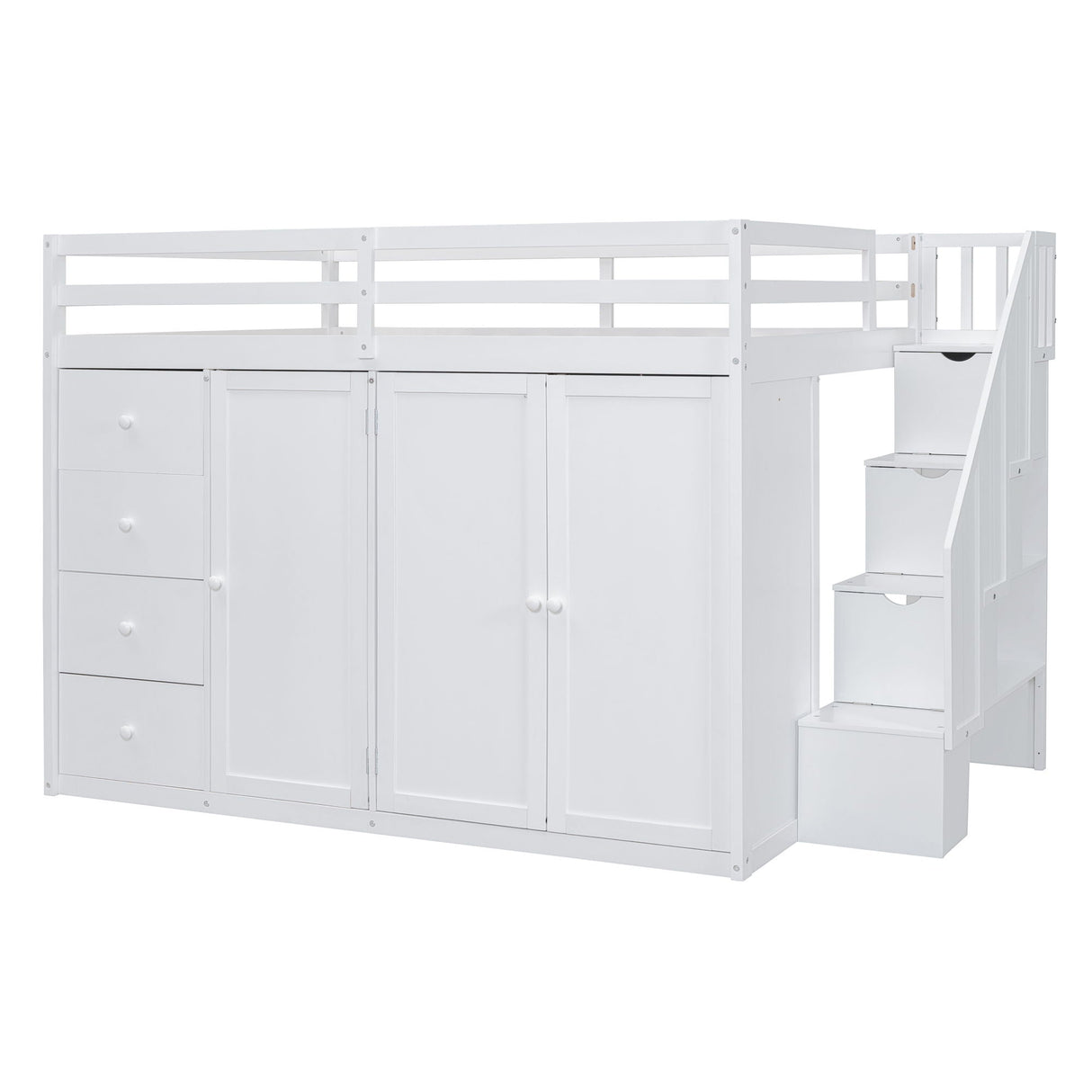 Loft Bed With Built In Wardrobes, Cabinets And Drawers