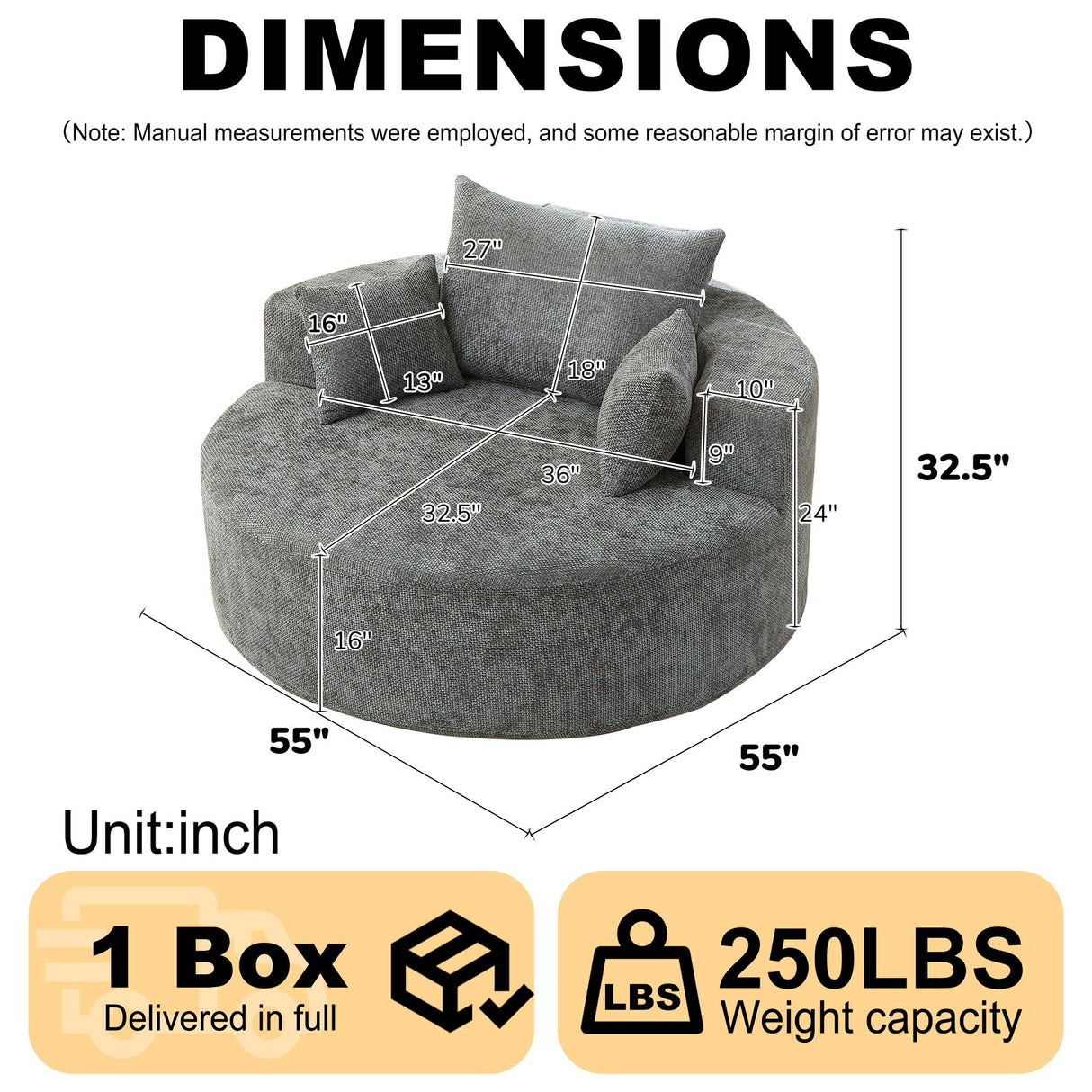 Single Sofa, Sleeper Chair For Living Room - Gray