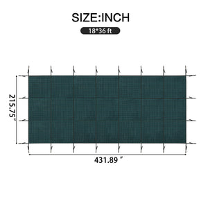 Swimming Pool Safety Cover, Fits 18x36ft Rectangular Pools