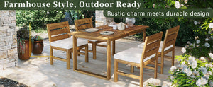 U_STYLE Farmhouse 5-Piece Outdoor Patio Dining Set