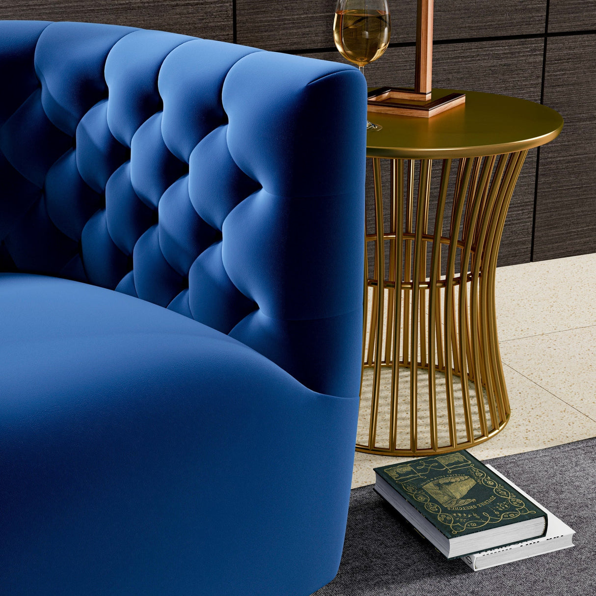 Delaney Velvet Swivel Club Chair