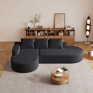 Modern Curved Sofa, L-Shaped Modular Sectional Set With 3 Pillows