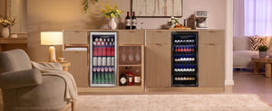K&K 2-Piece Coffee Bar Cabinet with Fridge Space