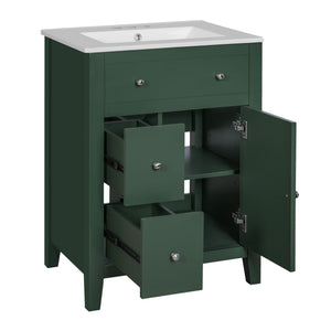 Bathroom Vanity With Basin, Rectangular Cabinet With 2 Drawers And Soft Closing Door