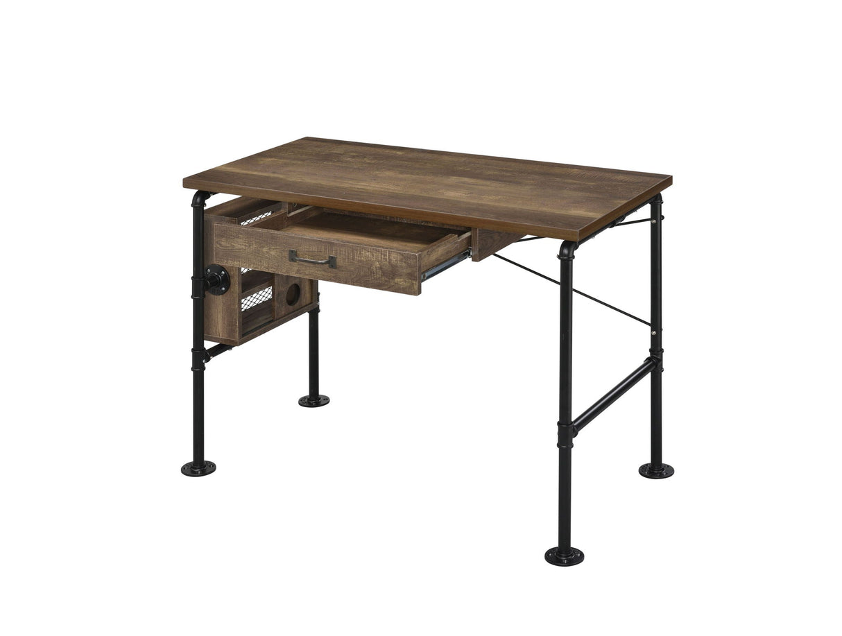 Endang Writing Desk - Weathered Oak / Black