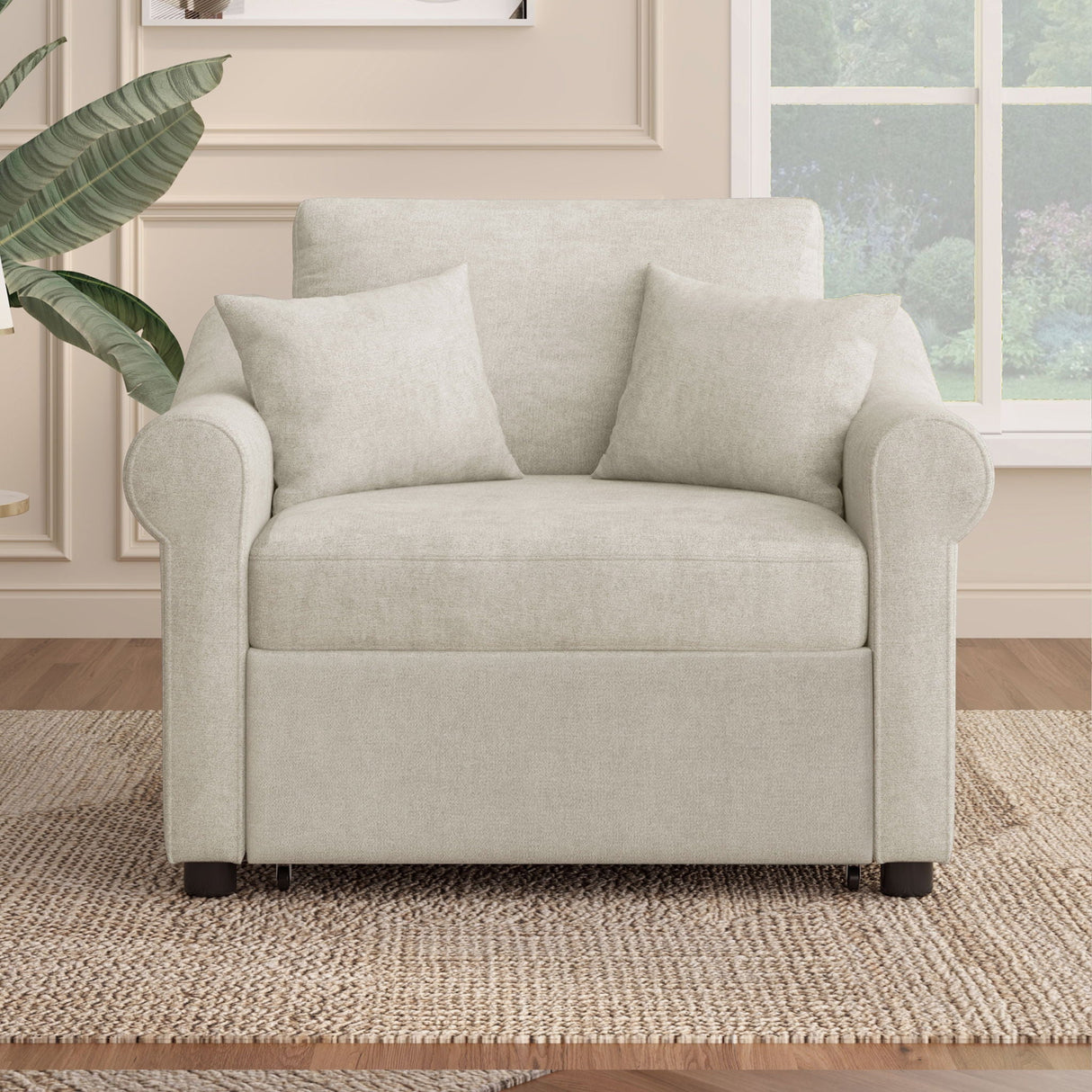 Convertible Sleeper Chair With Adjustable Backrest, 3 In 1 Lounger Chair Turns Into Bed, Single Bed For Living Room