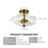 16.5' Glass Semi Flush Mount Ceiling Light Fixture