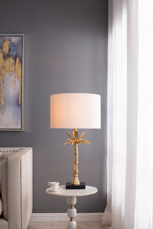 D16x31' Leaf Lamp with Marble Base Gold