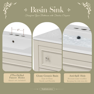 Bathroom Vanity With Medicine Cabinet, Storage Cabinet With 4 Drawers, Adjustable Shelf Mirror