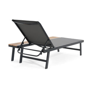 Waterloo Chaise Lounge Set with Attached Wood Side Table - Set of 2