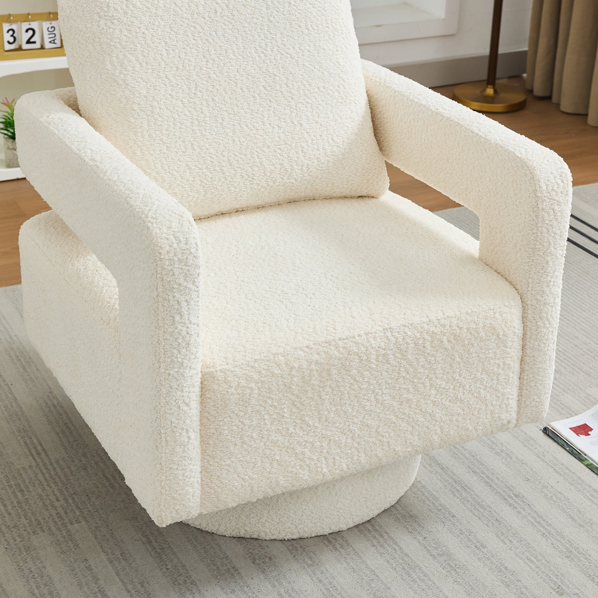 Stonewell Square Swivel Accent Chair with Open Back