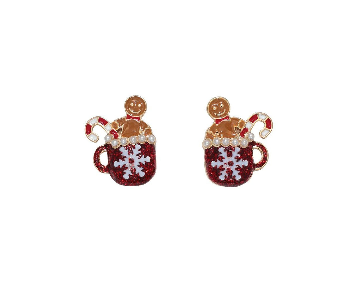 Glittery Mugs with Joyful Gingerbread Earrings