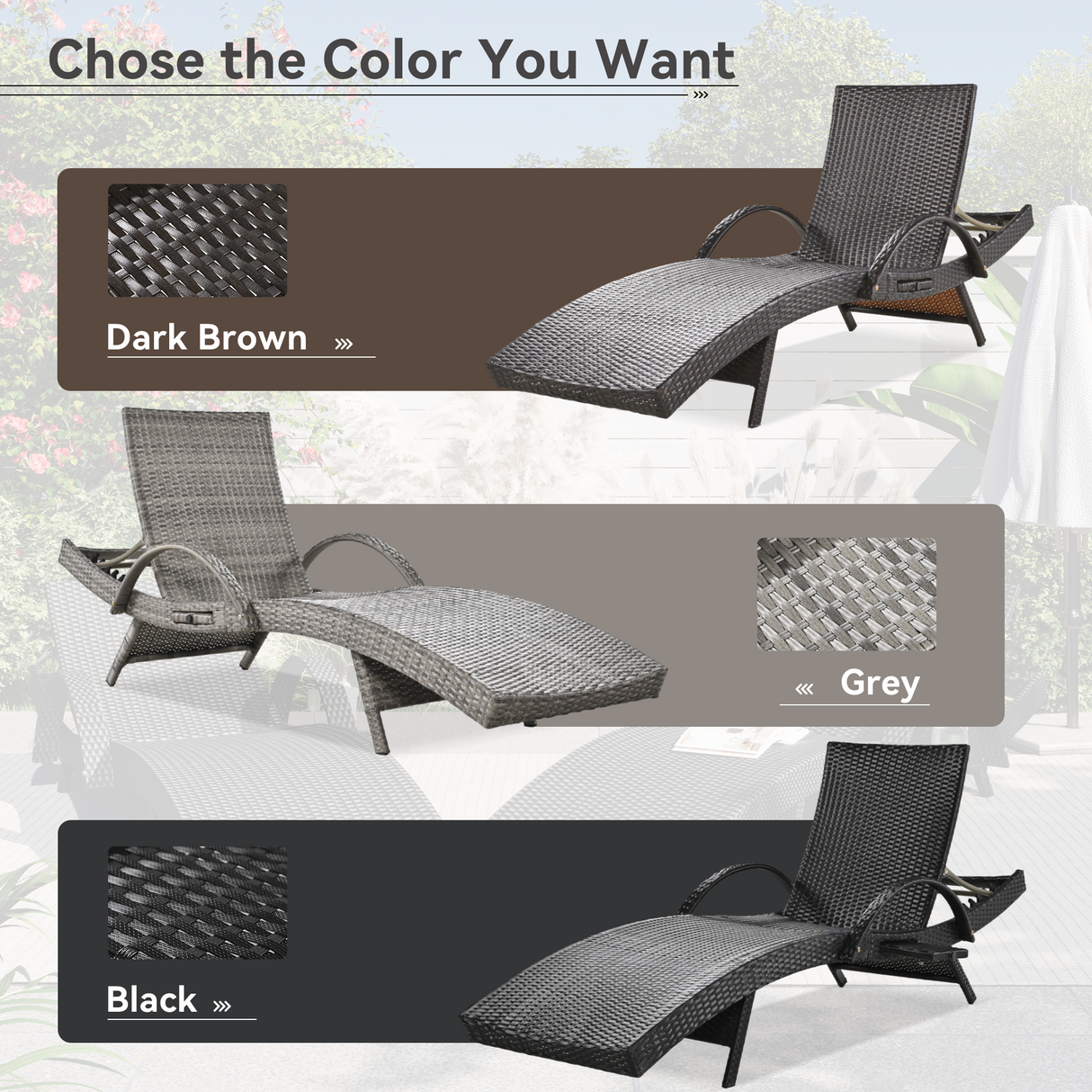 K&K 80'' Outdoor Wicker Chaise Lounge Chairs Set of 2