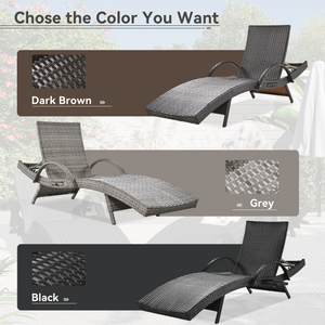 K&K 80'' Outdoor Wicker Chaise Lounge Chairs Set of 2