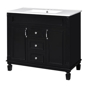 Bathroom Vanity With Top Sink, Basin On Cabinet With 2 Soft Closing Doors And 2 Drawers