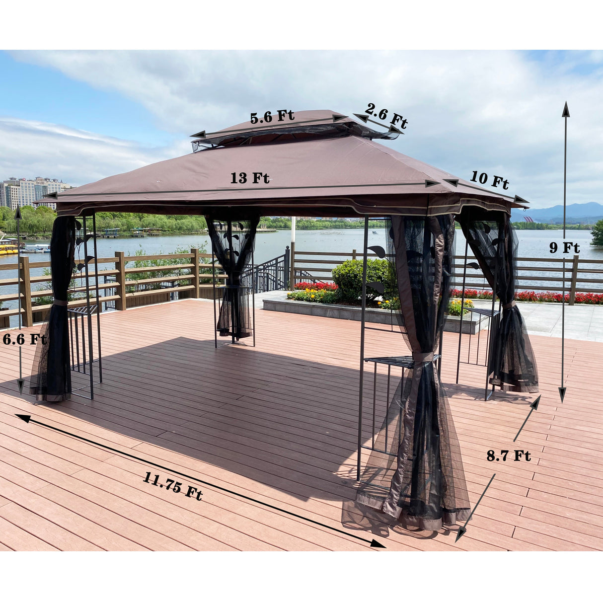 Gazebo tent with double roof & mosquito net