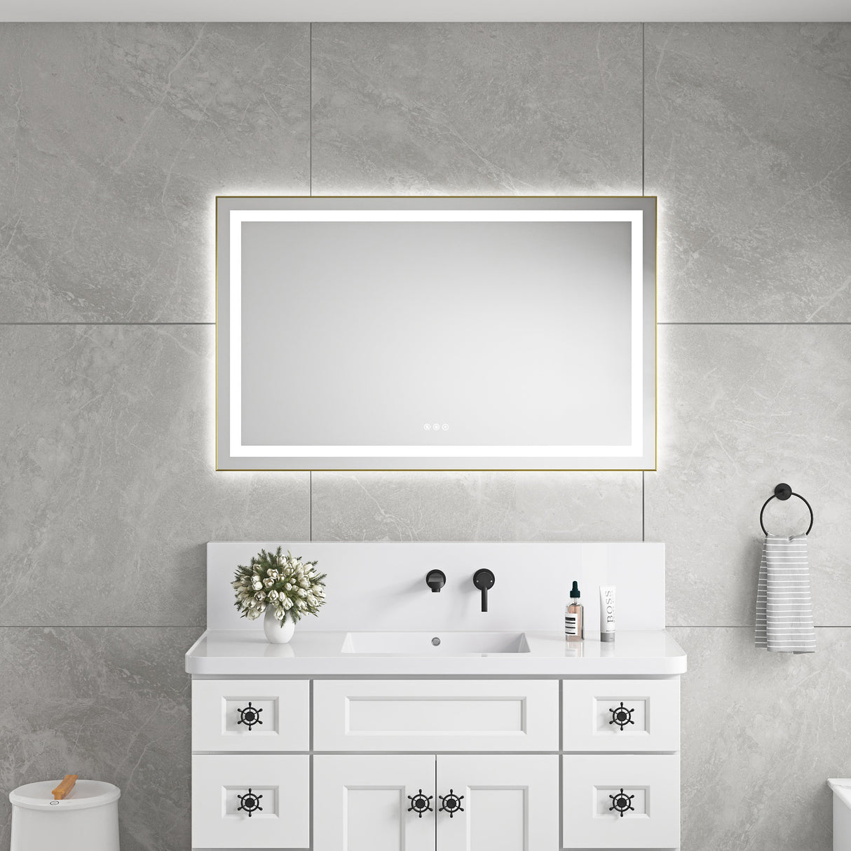 48" x 30" LED Bathroom Mirror with Front and Backlight