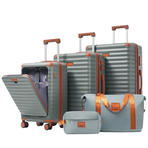 Deluxe 5-Piece Hard Side Luggage Set with USB and TSA Security