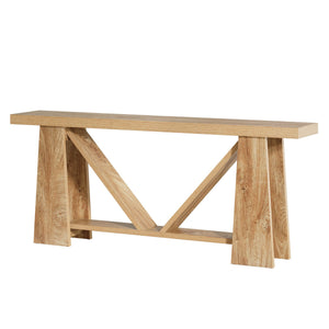 Slim 2 Tier Entryway Accent Extra Long Console Table For Living Room - Natural / Light Brown