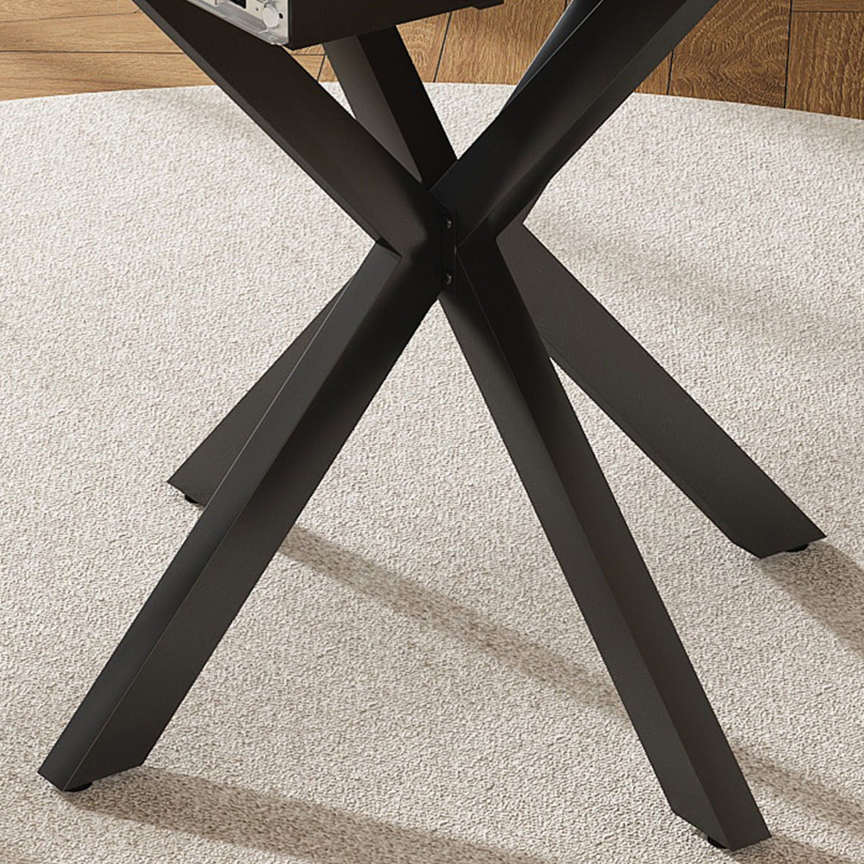 Round Dining Table With Extendable Blades, X Base