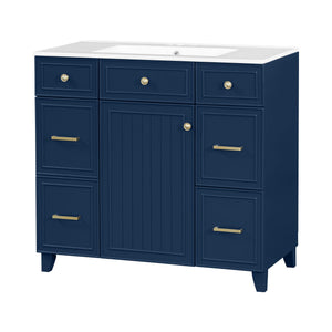 Bathroom Vanity With Ceramic Sink, Soft Close Doors, Adjustable Shelves