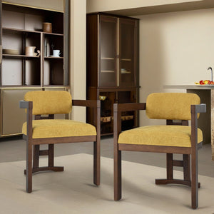 Stylish Indoor Upholstered Wood Dining Chair Set of 2